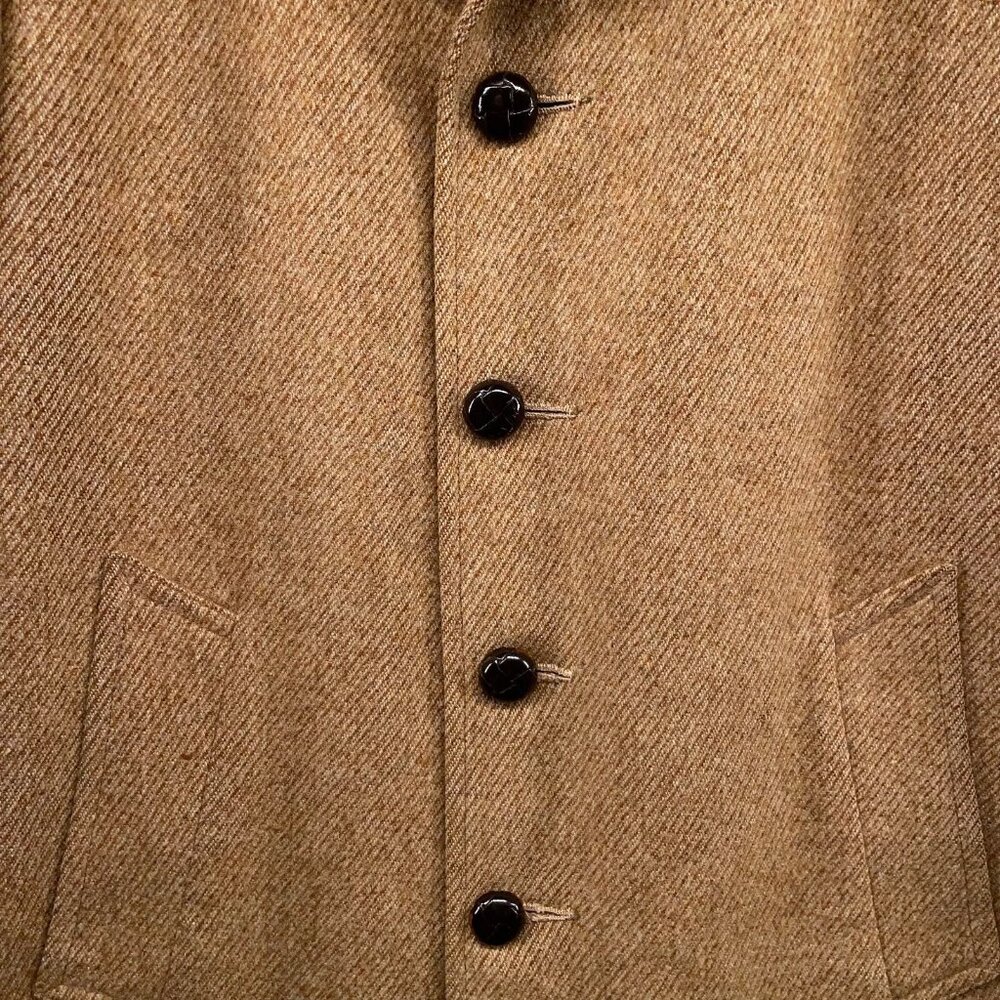 Vintage Grenadier Mens 40 Wool Tweed Single Breasted Over Coat Tan Brown Mad Men - Picture 4 of 16
